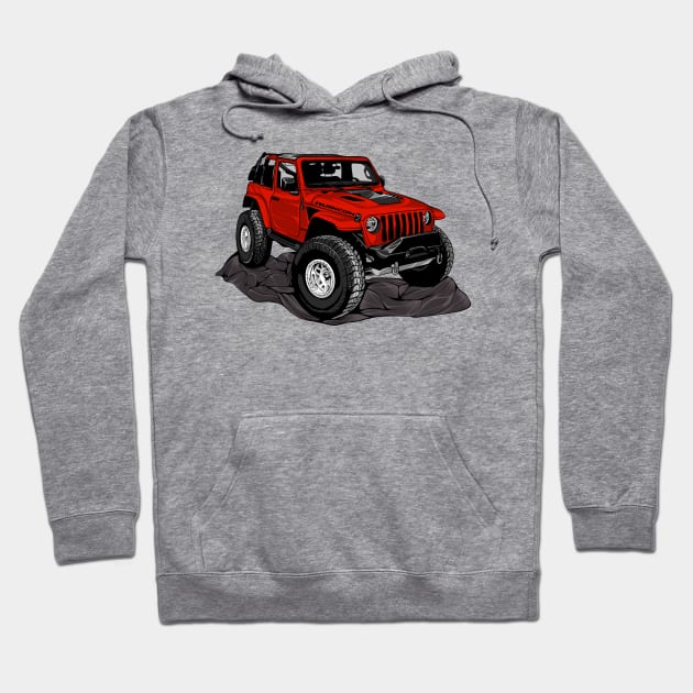 Jeep red Hoodie by stonehouse art